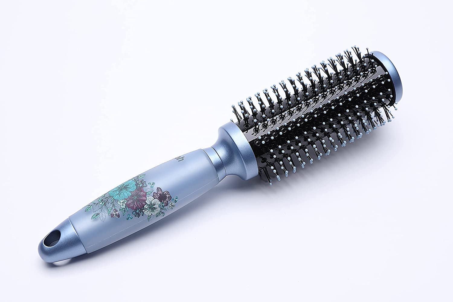 Hot Round Brush | Nylon Bristles with Epoxy Tips | Silicone Gel Handle with Floral Pattern