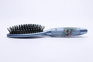 Large Oval Paddle Brush | Air Cushion Pad | Nylon Bristles with Epoxy Tips | Silicone Gel Handle with Floral Pattern