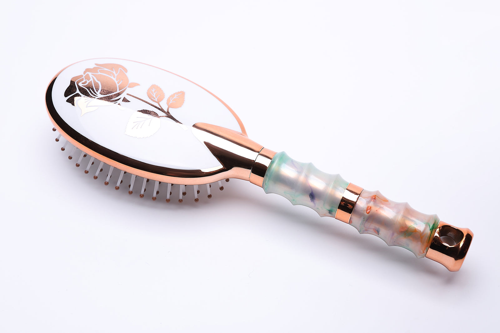 Large Oval Paddle Brush | Air Cushion Pad | Nylon Bristles with Epoxy Tips | Electroplated Bamboo Handle