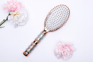 Large Oval Paddle Brush | Air Cushion Pad | Nylon Bristles with Epoxy Tips | Electroplated Bamboo Handle